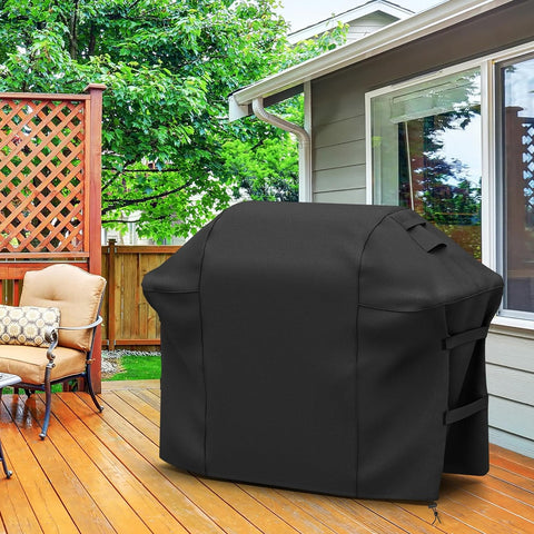 Image of SHINESTAR Grill Cover for Weber Genesis 400 Series, Double Straps and Built-In Vents,Heavy Duty & Waterproof, Fits Grill up to 69 Inch Wide, Black