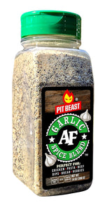 Pit Beast Garlic AF - Garlic, Salt, and Pepper BBQ Rub Seasoning | ALL PURPOSE EXTREME GARLIC FLAVOR SPICE BLEND | Chicken, Pasta, Veggies, Dips, Bread, Beef, Pork | 14Oz.
