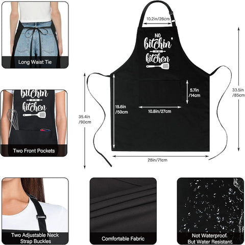 Image of 100% Cotton Funny Apron for Women Men with 2 Pockets Kitchen Cooking Adjustable Chef Apron Gifts for Wife Husband Mother'S Day