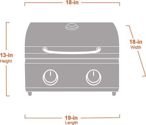 Image of Tabletop Propane Gas Grill for Outdoor Portable Camping Cooking with Travel Locks, Stainless Steel High Lid, and Built in Thermometer