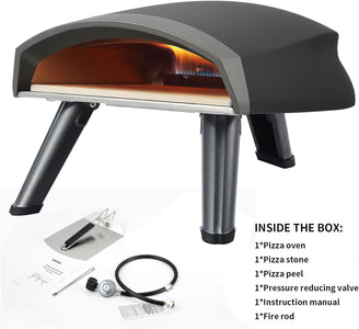 12" Propane Pizza Oven Outdoor, Portable Gas Pizza Ovens for Stone Baked Pizza, Professional Countertop Pizza Maker for outside Backyard Kitchen