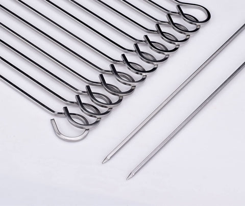Image of 12 Inch Barbecue Skewers Metal BBQ Sticks,12Pack Stainless Steel Square Skewer,Kebob,Kabob Sets for Grill Outings Cooking (BBQ Skewers Square 12Inch-12P)
