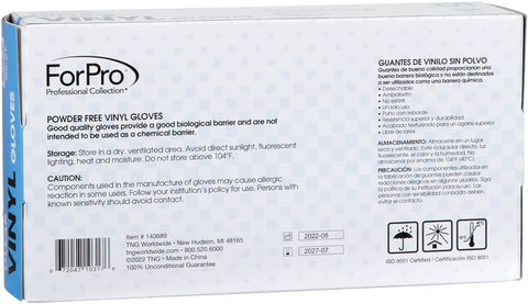 Image of Forpro Disposable Vinyl Gloves, Clear, Industrial Grade, Powder-Free, Latex-Free, Non-Sterile, Food Safe, 2.75 Mil. Palm, 3.9 Mil. Fingers, Medium, 100-Count
