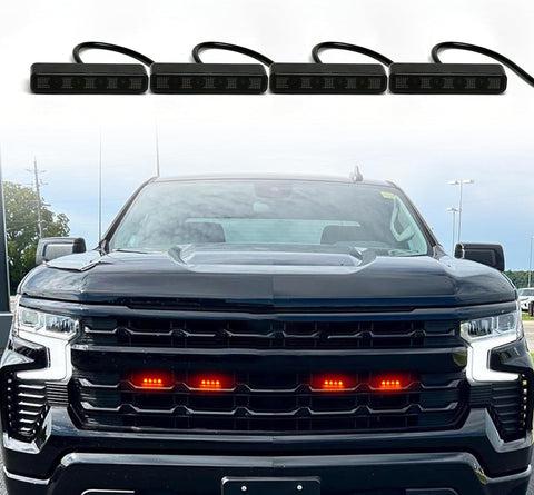 Image of LED Grill Lights for 2019-2023 Chevrolet Silverado Grille Raptor Lights for 2022 Chevy Silverado Accessories Front Grille Trims
