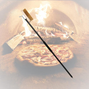 Pizza Oven Cleaning Brush Bolder and Thicker Brass Bristles with Metal Scraper