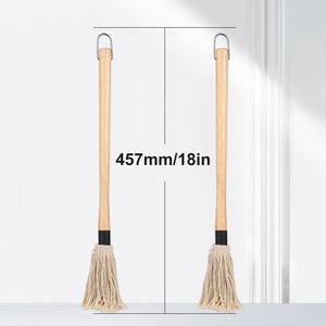 2Pcs Grill Basting Mops with 2Pcs Extra Replacement Brushes, 18 Inch Barbecue Mop Brush BBQ Sauce Basting Mops Oil Brush Basting Mops for Roasting or Grilling, Smoking, Steak