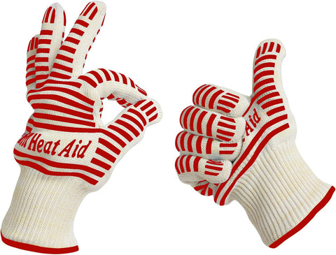 Image of Extreme 932°F Heat Resistant - Light-Weight, Flexible BBQ Gloves - 100% Cotton Lining for Super Comfort. Red, One Size.