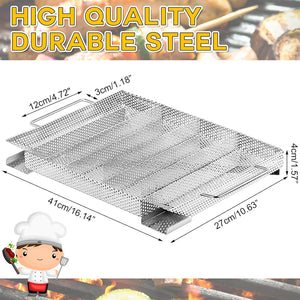 16 Inches 304 Stainless Steel Cold Smoke Generator Oversized Pellet Maze Smoker Tray Hot and Cold Smoking Tray BBQ Saw Charcoal Gas Grill for Meat Cheese Fish Burn Time up To19-24 Hours