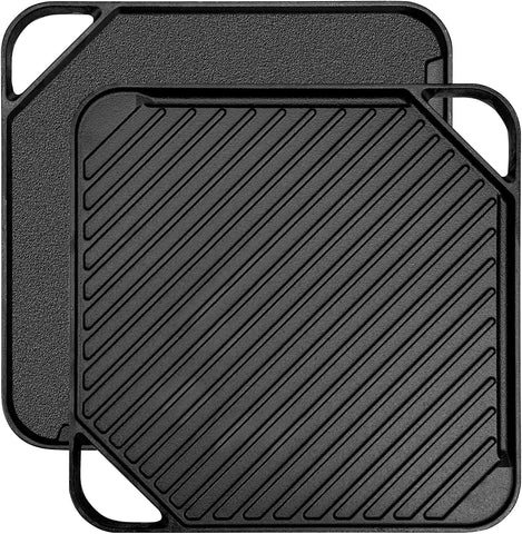 Image of 10 Inch Cast Iron Griddle for Gas Grill, Cast Iron Griddle Pan for Stove Top, Reversible Cast Iron Griddle for Grill