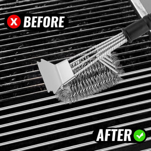 Grill Brush with Scraper, 2 Pack Grill Brushes for Outdoor Grill, Stainless BBQ Brush for Grill Cleaning, Safe Wire Grill Brush Cleaner Grill Accessories for Gas Infrared Charcoal Porcelain Grills