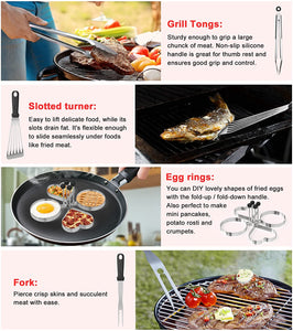 138PCS Griddle Accessories Kit,Grill Accessories for Blackstone Flat Top Set and Camp Chef,Grill Spatula,Scraper,Griddle Cleaning Kit Carry Bag for Hibachi Grill, Men Outdoor BBQ with Meat Injector