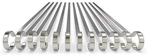Image of Flat Stainless Steel Kabob Skewers 12 Pack (17 Inch)
