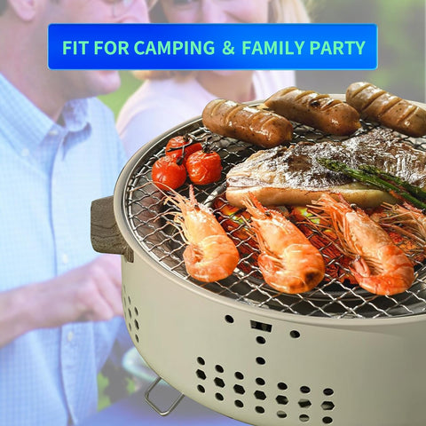 Image of 12 Inch Portable Charcoal Small/Mini Grill with Folding Legs for Outdoor Cooking Barbecue Camping BBQ