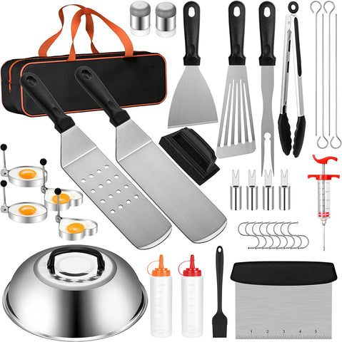 Image of Flat Top Grill Accessories, 37Pcs Blackstone Griddle Accessories Kit for Camp Chef, BBQ Grilling Gifts for Men Women, Professional Griddle Tools Kit with Enlarged Spatula, Scraper Basting Cover