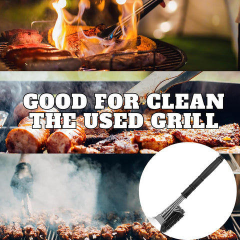 Image of Grill Cleaning Brush and Scraper for Safe Cleaning Stainless Steel BBQ Accessories Tool with Hanging Loop, Size 18''X 2.7''
