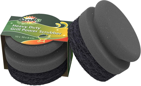 Grill Cleaning Brush - Bristle Free BBQ Cleaner with Heavy Duty Scrubber Pad, Safe Cast Iron and Griddle Scraper Pads, Ideal Accessories for Charcoal and Gas Grills - 2 Pack