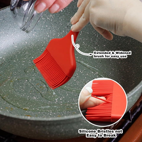 Image of Silicone Basting Brush, Large BBQ Pastry Brush for Cooking, Extra Wide Basting Brush for Grilling Cooking Baking, Kitchen Brush Heat Resistant BBQ Food Brush for Sauce Butter Oil Marinades(Red)