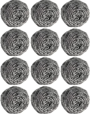 Image of 12Pcs Scourer Steel Wool Scrubber - Steel Wool for Cleaning Dishes Pans Pots Ovens Grills Stainless Steel Scrubber for Kitchen Sinks Cleaning Steel Wool Pads Metal Scrubber 12 Pack