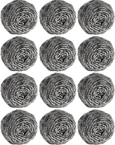 12Pcs Scourer Steel Wool Scrubber - Steel Wool for Cleaning Dishes Pans Pots Ovens Grills Stainless Steel Scrubber for Kitchen Sinks Cleaning Steel Wool Pads Metal Scrubber 12 Pack