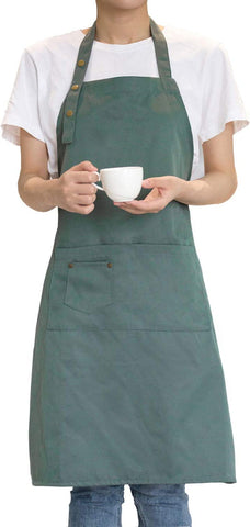 Image of Art Aprons for Painting Pottery Ceramics, Mens Women Kitchen Cooking Aprons Waterproof Green