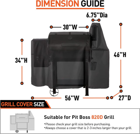 Image of Grill Cover Compatible for Pit Boss 820, 850, Z Grill 700 Series, Heavy Duty Waterproof Wood Pellet Grill Cover, All Weather Protection Outdoor BBQ Cover