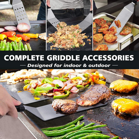 Image of Griddle Accessories Kit, 14 Pcs Stainless Steel Griddle Grill Tools Set Blackstone and Camp Chef, Professional Grill Spatula Set for Men Women Outdoor BBQ and Camping