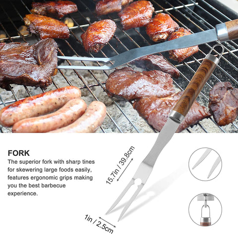 Image of Grilljoy 30PCS BBQ Grill Tools Set with Thermometer and Meat Injector. Extra Thick Steel Spatula, Fork& Tongs - Complete Grilling Accessories in Portable Bag - Perfect Grill Gifts for Men and Women