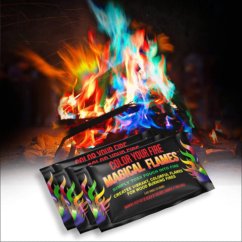 Image of Magical Flames Fire Color Changing Packets for Campfires, Fire Pit, Outdoor Fireplaces - Camping Essentials for Kids & Adults - 12 Pack
