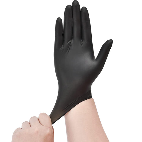 Image of Disposable Nitrile Exam Gloves, 3-Mil, Black Nitrile Gloves Disposable Latex Free for Medical, Cooking & Esthetician, Food-Safe Rubber Gloves, Powder Free, Non-Sterile, 100-Ct Box (Medium)