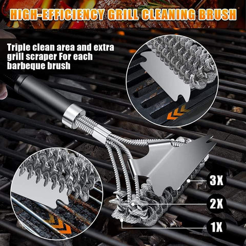 Image of Premium XL 18" Grill Brush & Scrubber Tool BBQ Scraper for Stainless Grate Cleaner - for Porcelain/Weber/Charcoal & Gas Grill (Bristle Free XL)