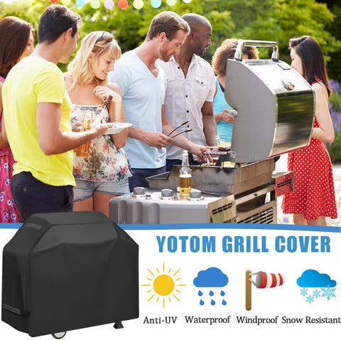 Image of Grill Cover, Waterproof BBQ Grill Cover, 58 Inch Rip-Proof and Anti-Uv Barbecue Gas Grill Cover Compatible for Weber Char-Broil Nexgrill Grills and More