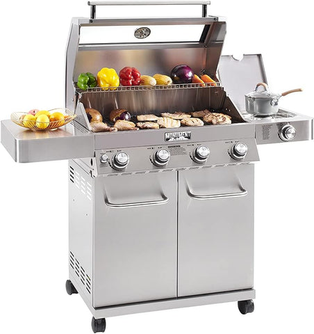 Image of Monument Grills Larger Convertible 4-Burner Natural Gas Grill Stainless Steel Cabinet Style Propane Grills, LED Controls,Side Burner(Without Conversion Kit)
