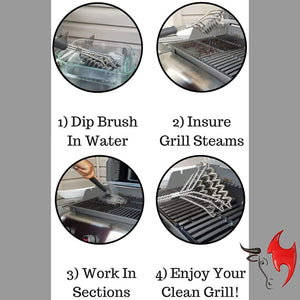 Safe/Clean Grill Brush - Bristle Free BBQ Grill Brush - 100% Rust Resistant Stainless Steel Barbecue Cleaner - Safe for Porcelain, Ceramic, Steel, Cast Iron - Great Grilling Accessories Gift