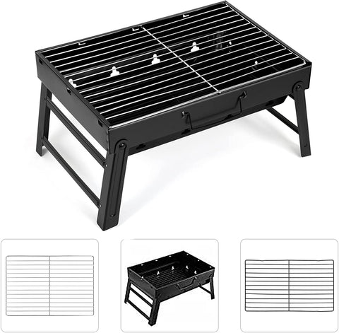 Image of Barbecue Grill, Charcoal Grill Folding Portable Lightweight Barbecue Grill Tools for Outdoor Grilling Cooking Camping Hiking Picnics Tailgating Backpacking Party (Medium)