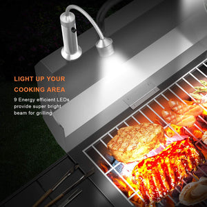 BBQ Grill Light Grilling Accessories for Outdoor, Magnetic Barbecue LED Night Lamp Flexible Gooseneck Cool Traveler Supplies Lighter, Men Dad Gift Pellet Smoker Griddle Gadget