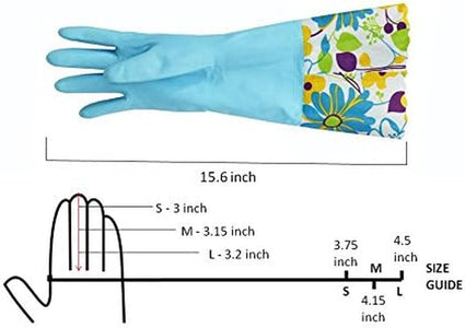 Household Gloves Latex Free Cleaning Gloves with Soft Lining Long Cuff 15" & Grip (2 Pair), Small