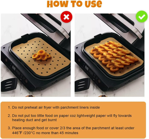 Image of Air Fryer Liners Disposable for Ninja: 150Pcs Air Fryer Parchment Paper Liners for Ninja Foodi Smart XL FG551 6-In-1 Indoor Grill Accessories Perforated Rectangle Airfryer Liner Sheets