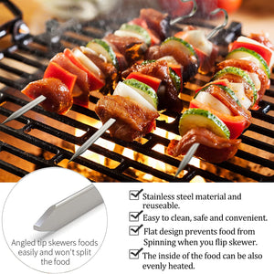 Metal Kabob Skewers,Flat Skewers for Grilling(12Pcs 15 Inch and 4Pcs 13.5 Inch) BBQ Barbecue Skewer Stainless Steel Shish Kebob,Reusable Sticks Set for Grilling