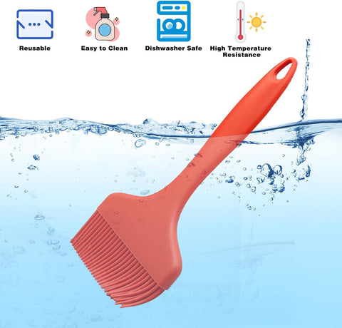 Image of Silicone Basting Brush, Large BBQ Pastry Brush for Cooking, Extra Wide Basting Brush for Grilling Cooking Baking, Kitchen Brush Heat Resistant BBQ Food Brush for Sauce Butter Oil Marinades(Red)