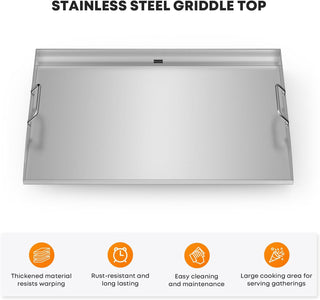 28 Inch Stainless Steel Griddle, Flat Top Griddle Replacement Top for Blackstone 28" 2-Burner Gas Grill Cooking Station, Griddle Top Replacement with Rear Grease System
