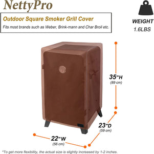 Netttypro 30 Inch Waterproof Electric Smoker Cover for Cuisinart Dyna-Glo Charbroil Digital Propane Vertical Smoker, Outdoor 600D Heavy Duty Square Smoker Grill Cover, Brown