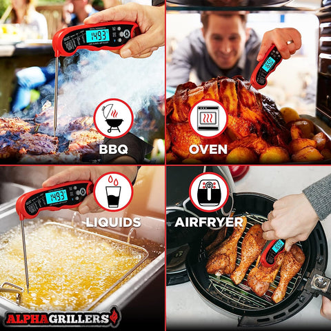 Image of Instant Read Meat Thermometer for Grill and Cooking. Best Waterproof Ultra Fast Thermometer with Backlight & Calibration. Digital Food Probe for Kitchen, Outdoor Grilling and BBQ!