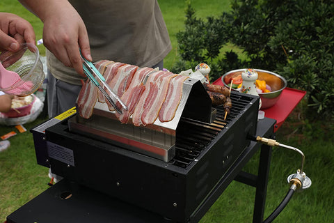 Image of LS'BABQ BBQ Bacon Rack for Pit Boss, Weber, Camp Chef and Most Other Grills Models, Dual Grease Catch, Universal BBQ Bacon Rack, Perfect for Grilling Bacon, 304 Stainless Steel, Set of 2