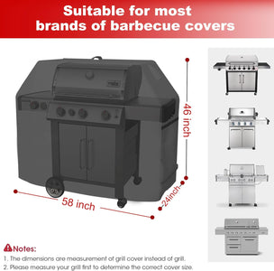 Slan Arrow Grill Cover, Water-Resistant 58Inch Grill Cover for Outdoor Grill, Rip-Proof Anti-Uv Fade Resistant BBQ Cover with Air Vent, Handle, Fixed Belt outside Barbecue Cover & Gas Grill Covers