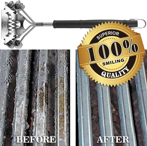 Image of Grill Brush for Outdoor Grill Bristle Free - Safe BBQ Grill Cleaner Brush - 17" BBQ Brush for Grill Cleaning Kit -Stainless Grill Cleaning Brush BBQ Grill Accessories Tools- Gifts for Men Dad