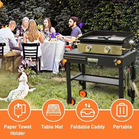 Image of Grill Table for Blackstone Griddle, Portable Griddle Table with Caddy - Fit 17” or 22” Other Tabletop Grill, Foldable Ninja Grill Stand& Blackstone Griddle Stand for Outdoor Tailgating-Camping