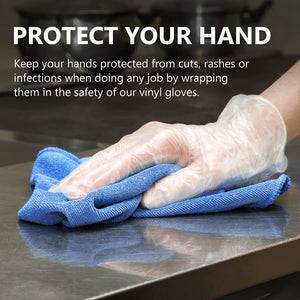 Disposable Gloves,  Clear Vinyl Gloves Latex Free Powder-Free Glove Health Gloves for Kitchen Cooking Food Handling, 100Pcs/Box, Medium