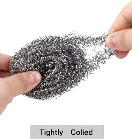 Image of 12Pcs Scourer Steel Wool Scrubber - Steel Wool for Cleaning Dishes Pans Pots Ovens Grills Stainless Steel Scrubber for Kitchen Sinks Cleaning Steel Wool Pads Metal Scrubber 12 Pack