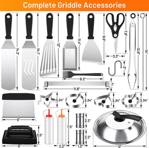 Blackstone Griddle Accessories Kit,41Pcs Flat Top Grill Accessories Set for Blackstone and Camp Chef,Professional Stainless Steel Griddle Grill Tools Set for Outdoor BBQ Teppanyaki Camping