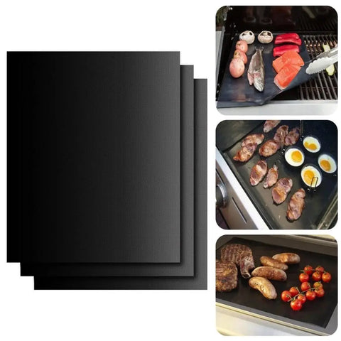 Image of 1/3Pc Non-Stick BBQ Grill Mat 40*33Cm Baking Mat Cooking Grilling Sheet Heat Resistance Easily Cleaned Kitchen for Party